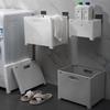 NPQPNAFC Rolling Laundry Basket Foldable Laundry Basket No Punching Bathroom Plastic Home Storage Box Portable Storage Box Basket(White) view 4