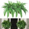 HELLORSO Single Silky Artificial Boston Fern Bush, 23Inch Artificial Plants, Suitable for Decorating Office, Patio, Living Room Faux Greenery (Green) view 1