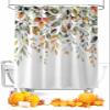 Fabric Shower Curtain for Bathroom Autumn Eucalyptus Leaves Fall Thanksgiving Orange Sage Green 72 x 78 Inches Bathroom Curtain Waterproof Curtains Machine Washable view 1