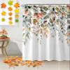 Fabric Shower Curtain for Bathroom Autumn Eucalyptus Leaves Fall Thanksgiving Orange Sage Green 72 x 78 Inches Bathroom Curtain Waterproof Curtains Machine Washable view 3