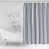Huotupsine Navy Blue Striped Shower Curtain Set - 48" x 72" Washable Bathtub Curtain with 12 Hooks, Navy Blue White Stripes Farmhouse Waterproof Fabric Stall Shower Curtains for Bathroom/Bathtub view 3