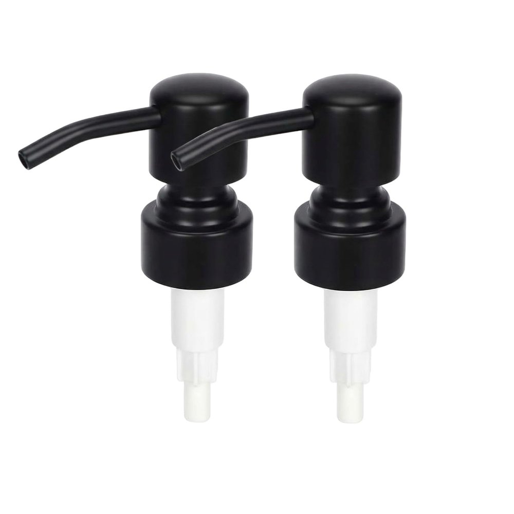 2Pcs Black Stainless Steel Soap Dispenser Pump Rust Proof Soap Pump Replacement Fit 28/400 Thread Neck Bottles for Regular Mouth Bottle Bathroom Kithen