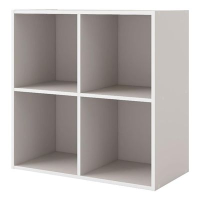 Homes: Inside + Out Apexa 4-Cube Storage Organizer Shelves, Stackable Wood Bookcase Fits Cubby Bins for Organization, Dorm Teen Room Decor & Home Office, Taupe Grey