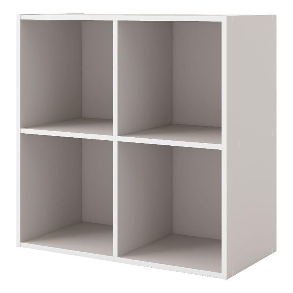 Homes: Inside + Out Apexa 4-Cube Storage Organizer Shelves, Stackable Wood Bookcase Fits Cubby Bins for Organization, Dorm Teen Room Decor & Home Office, Taupe Grey