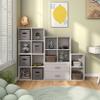 Homes: Inside + Out Apexa 4-Cube Storage Organizer Shelves, Stackable Wood Bookcase Fits Cubby Bins for Organization, Dorm Teen Room Decor & Home Office, Taupe Grey view 2