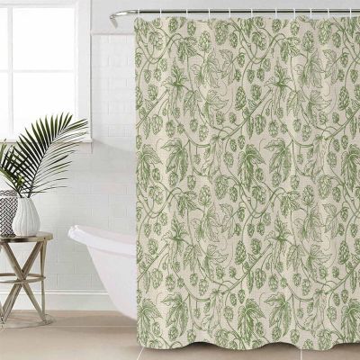 Huotupsine Sage Green Floral Shower Curtain Set - 54" x 78" Washable Bathtub Curtain with 12 Hooks, Modern Vintage Flowers Pastoral Botanical Waterproof Fabric Stall Shower Curtains for Bathroom
