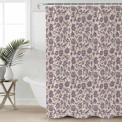 Huotupsine Vintage Botanical Purple Shower Curtain Set - 72" x 78" Washable Bathtub Curtain with 12 Hooks, Farmhouse Ethnic Floral Waterproof Fabric Stall Shower Curtains for Bathroom/Bathtub Dcor