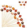 Jiesky 125pcs Fall Cocktail Picks Autumn Theme turkey squirrel pumpkin maple leaf Bamboo Cocktail Toothpicks Fruit Sticks Sandwich Appetizer Charcuterie Skewers for Thanksgiving Day Decorations Party view 1