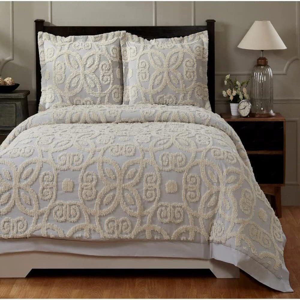 100% Cotton Ultra Luxury Tufted Duvet Cover Set, Elegant Tufted Duvet Cover Set with Stylish Textured Design (Cream, Twin XL 59" x 102")