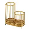 MLYAYE Household Hotel Umbrella Storage for Entrance, Metal Round Hollow Long and Short Umbrella Storage Bucket with Removable Drip Tray, Large Capacity Rustproof Umbrella Holder(Gold,55x50x27cm) view 1