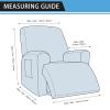 Pfrstuv Recliner Chair Cover 4-Pieces, Leather Look, Light Grey, Spandex Fabric, Slipcovers with Pockets, Stretch Fit view 3