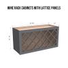 CozyHommie Solid Wood RTA Wine Bottle Rack Wall Cabinet with Lattice Panels - Wine Storage for Bar, Pantry, Cellar & Countertop - Mocha (Pebble Gray, 36'W 12'D 18'H) view 3