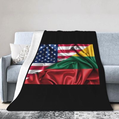 Ethiopian and American Flag Ultra-Soft Micro Flannel Blanket 60x50 inch Throw Blankets for Bedroom Sofa