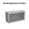 CozyHommie Solid Wood RTA Wine Bottle Rack Wall Cabinet with Lattice Panels - Wine Storage for Bar, Pantry, Cellar - Mocha (30'W 12'D 18'H) view 3