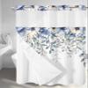 Anzona No Hook Shower Curtains, Blue Spring Floral Stall Bathroom Curtain with Snap in Liner, Elegant Botanical Summer Flowers Waterproof Washable Fabric Bathroom Shower Curtain Sets, 48" x 72" view 2