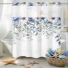Anzona No Hook Shower Curtains, Blue Spring Floral Stall Bathroom Curtain with Snap in Liner, Elegant Botanical Summer Flowers Waterproof Washable Fabric Bathroom Shower Curtain Sets, 48" x 72" view 3