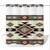 Anzona No Hook Shower Curtains, Brown Teal Southwest Standard Bathroom Curtains with Snap in Liner, Western Geometric Abstract Ethnic Waterproof Washable Fabric Bathroom Shower Curtain Sets, 60" x 72" view 1