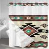 Anzona No Hook Shower Curtains, Brown Teal Southwest Standard Bathroom Curtains with Snap in Liner, Western Geometric Abstract Ethnic Waterproof Washable Fabric Bathroom Shower Curtain Sets, 60" x 72" view 2