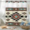 Anzona No Hook Shower Curtains, Brown Teal Southwest Standard Bathroom Curtains with Snap in Liner, Western Geometric Abstract Ethnic Waterproof Washable Fabric Bathroom Shower Curtain Sets, 60" x 72" view 3
