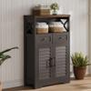 ChooChoo Farmhouse Storage Cabinet, Bathroom Floor Cabinet with Doors and Drawers, Kitchen Pantry Cabinet for Living Room, Laundry, Black view 1