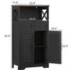 ChooChoo Farmhouse Storage Cabinet, Bathroom Floor Cabinet with Doors and Drawers, Kitchen Pantry Cabinet for Living Room, Laundry, Black view 2
