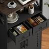 ChooChoo Farmhouse Storage Cabinet, Bathroom Floor Cabinet with Doors and Drawers, Kitchen Pantry Cabinet for Living Room, Laundry, Black view 3