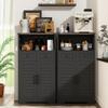 ChooChoo Farmhouse Storage Cabinet, Bathroom Floor Cabinet with Doors and Drawers, Kitchen Pantry Cabinet for Living Room, Laundry, Black view 4