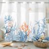 Anzona No Hook Shower Curtains, Blue Nautical Coastal Long Bathtub Curtains with Snap in Liner, Summer Beach Coral Seaside Waterproof Washable Fabric Bathroom Shower Curtain Sets, 72" x 78" view 3