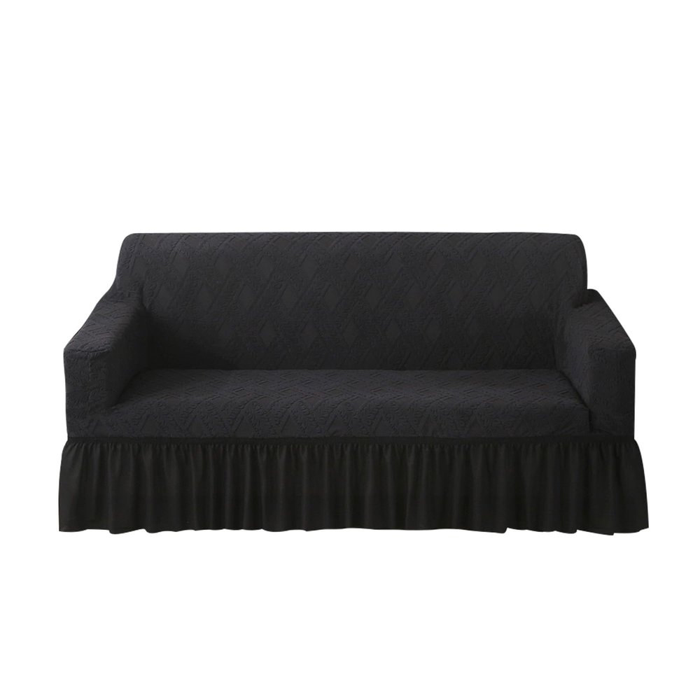 DEZYPZAM Couch Cover, Stretch Couch Covers, Sofa Cover, Sofa Slipcover, Non Slip Sofa Covers, Sofa Cover Furniture Protector, for Kids, Pets, Dog (Black,2 Seater)