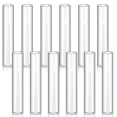 Treela 36 Pcs 2.5" W x 14" H Hurricane Candle Holder Sleeve Bottomless Glass Cylinder Candleholder Sleeve Tall Candle Glass Cover Clear Open Ended Shade Chimney Tube Cover for Pillar Taper Lamp