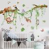 Buiory Removable Jungle Animals Wall Decals Peel and Stick Safari Monkey Climbing Tree Wall Stickers Vinyl Sloth Butterfly Vine Mural Art Decor for Kids Nursery Bedroom Living Room Sofa TV Wall view 3