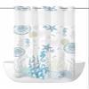 Anzona No Hook Shower Curtains, Blue Coastal Small Shower Curtains with Snap in Liner, Nautical Summer Beach Starfish Coral Waterproof Washable Fabric Bathroom Shower Curtain Sets, 36" x 72" view 1