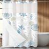Anzona No Hook Shower Curtains, Blue Coastal Small Shower Curtains with Snap in Liner, Nautical Summer Beach Starfish Coral Waterproof Washable Fabric Bathroom Shower Curtain Sets, 36" x 72" view 2