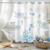 Anzona No Hook Shower Curtains, Blue Coastal Small Shower Curtains with Snap in Liner, Nautical Summer Beach Starfish Coral Waterproof Washable Fabric Bathroom Shower Curtain Sets, 36" x 72" view 3