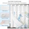 Anzona No Hook Shower Curtains, Blue Coastal Small Shower Curtains with Snap in Liner, Nautical Summer Beach Starfish Coral Waterproof Washable Fabric Bathroom Shower Curtain Sets, 36" x 72" view 4