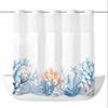 Anzona No Hook Shower Curtains, Blue Nautical Coastal Standard Bathroom Curtains with Snap in Liner, Summer Beach Coral Seaside Waterproof Washable Fabric Bathroom Shower Curtain Sets, 60" x 72" view 1