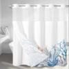 Anzona No Hook Shower Curtains, Blue Nautical Coastal Standard Bathroom Curtains with Snap in Liner, Summer Beach Coral Seaside Waterproof Washable Fabric Bathroom Shower Curtain Sets, 60" x 72" view 2