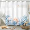 Anzona No Hook Shower Curtains, Blue Nautical Coastal Standard Bathroom Curtains with Snap in Liner, Summer Beach Coral Seaside Waterproof Washable Fabric Bathroom Shower Curtain Sets, 60" x 72" view 3
