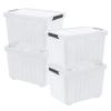 Julyeen 4 Packs Large 70 L Plastic Stackable Storage Bins with Wheels and Latching Lid, Clear Storage Container Tote view 1