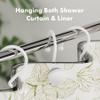 AmazerBath Shower Curtain Hooks Rings 12Pcs, Heavy Duty Modern Decorative White Shower Curtain Hooks, 100% EVA Soft & Luxury Clear Heavy Duty Shower Curtain and Liner 2-in-1 view 3