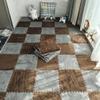 YQJYBD 20pcs Splicing Mat Ins Style Room Carpet, Bedroom, Children's Bedside Blanket, Stain Resistant Living Room, Soft Thicken Interlocking Carpet Tiles Floor Mat(Grey+Brown) view 1