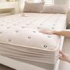 Washed Cotton Embroidery Mattress Protector With 2 Pillowcases, Thicken Mattress Cover Protector,Breathable Mattress Topper Fitted 11" Deep Pocket For Bedroom(2.0M bed 78.7x86.6in 3PCS, Khaki A) view 1
