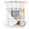 Anzona No Hook Shower Curtains, Orange Blue Geometric Stall Bathroom Curtain with Snap in Liner, Vintage Contemporary Abstract Waterproof Washable Fabric Bathroom Shower Curtain Sets, 54" x 78" view 1