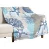 Coastal Blanket Ocean Starfish Coral Blue Green Modern Abstract Soft Cozy Lightweight Throw Blanket for Kids Girls Boys Women Bedroom Living Room Dorm Chair Sofa Travel 40x50in view 1