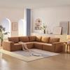 116*116" Modular Oversized L Shaped Sectional Sofa,Luxury Floor Couch Set,Upholstered Indoor Sectional Couch Furniture,Foam-Filled Sleeper Sofa Bed for Living Room,Bedroom,5 PC Free Combination,Brown view 1