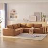116*116" Modular Oversized L Shaped Sectional Sofa,Luxury Floor Couch Set,Upholstered Indoor Sectional Couch Furniture,Foam-Filled Sleeper Sofa Bed for Living Room,Bedroom,5 PC Free Combination,Brown view 3