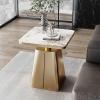 Coffee Table, Sofa Side Table, Coffee Tables for Living Room, Simple Modern Square Coffe Table, for Living Room(Gold and White,23.6in/60cm) view 2