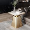 Coffee Table, Sofa Side Table, Coffee Tables for Living Room, Simple Modern Square Coffe Table, for Living Room(Gold and White,23.6in/60cm) view 4