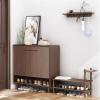 SoOSSN Shoe Rack 5-Tiers Freestanding Shoe Cabinet Organizer, Shoes Cabinet with 2 Doors, Adjustable Shelves Shoe Shelf(Natural,100cm) view 2