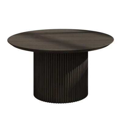 SUZEPER Round Wood Dining Table for 1 to 4, Modern Kitchen Table with Wooden Pedestal Base, Mid Century Circular Tabletop for Leisure Coffee Table Furniture(D39.3xH16.5in, Black)